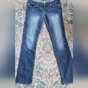 PAIGE Y2K Blue Heights Low Rise Straight Leg Jeans in Classic Blue